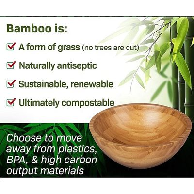 사용자 지정 로고 친환경 자연 원형 Bambu Salad Bowl for Modern Style 아마존 디자인