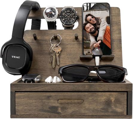 휴대 전화 액세서리의 많은 양을 저장하기 위해 듀얼 레벨 침대 옆 테이블 조직기