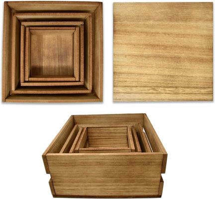 시골 스타일의 목조 케이크 스탠드 세트 4 개 맞춤 로고 케이크 표시를 위해 허용됩니다.