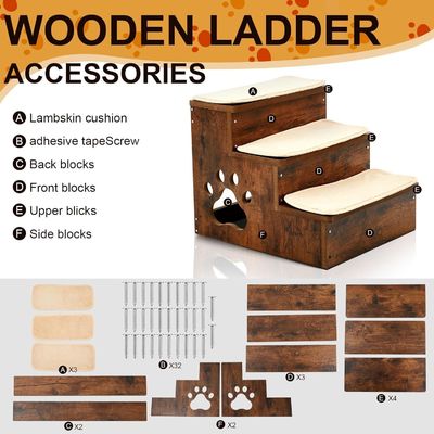 OEM 3층 목조 개 계단 비 슬리프 강아지 계단