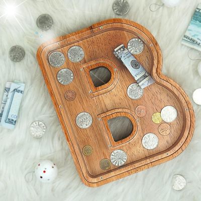 나무 알파벳 아크릴 글자 돈 상자 인쇄 불타 큰 글자 돼지 은행