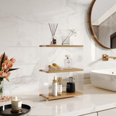 금속 및 목재 3 층 서 있는 빈티 선반 책상 침실용 욕실 보관