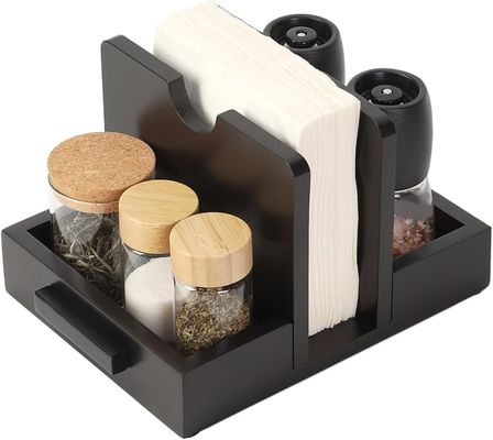 2024 디자인 미국식 목조 냅킨 홀더 테이블 소금과 고추 쉐이커를 저장하기 위해