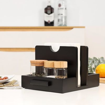 2024 디자인 미국식 목조 냅킨 홀더 테이블 소금과 고추 쉐이커를 저장하기 위해