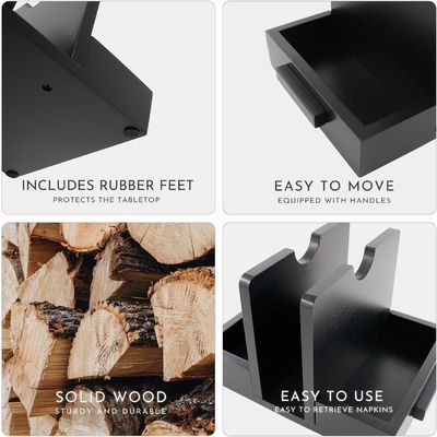 2024 디자인 미국식 목조 냅킨 홀더 테이블 소금과 고추 쉐이커를 저장하기 위해