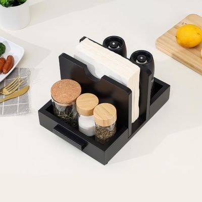 2024 디자인 미국식 목조 냅킨 홀더 테이블 소금과 고추 쉐이커를 저장하기 위해