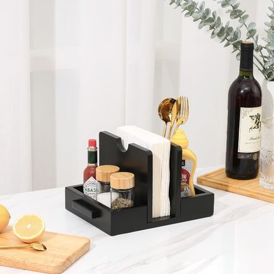 2024 디자인 미국식 목조 냅킨 홀더 테이블 소금과 고추 쉐이커를 저장하기 위해