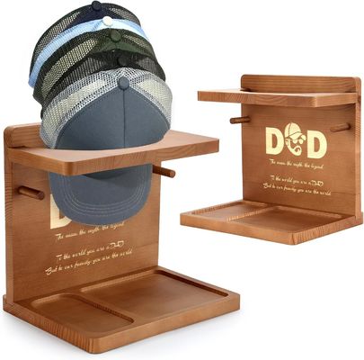 홈 오피스 조직자 및 아빠 생일 선물에 대한 나무 평색 모자 표시 스탠드