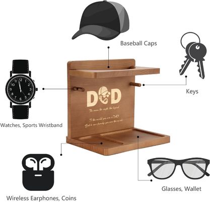 홈 오피스 조직자 및 아빠 생일 선물에 대한 나무 평색 모자 표시 스탠드