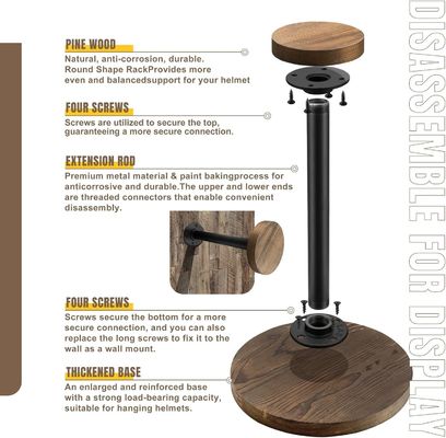 탁상 헬멧 디스플레이 스탠드 불완전한 비르크 나무 색상 및 산업 스타일