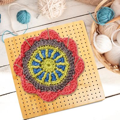 수공예 넥팅 차단 매트 밧줄이 있는 대나무 보드 미니 목화 상자 알약 보관