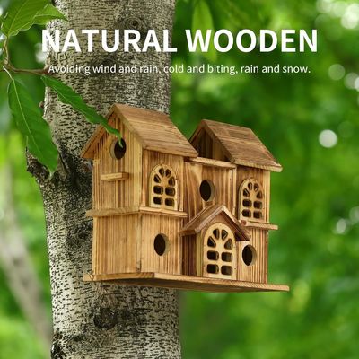 손으로 만든 목재 매달린 새집 정원 뒷마당 인쇄용 햄스터 둥지 불타