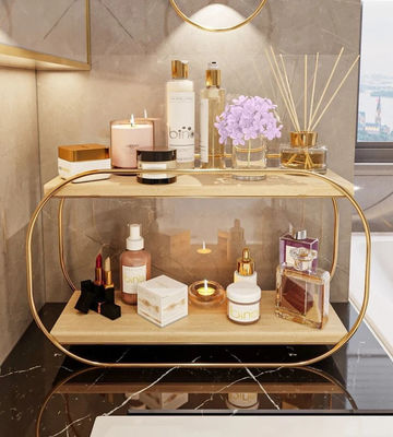 화장실 선반 목재 바니티 트레이 화장품 향수 보관용 카운터 톱 조직기