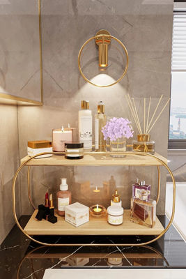 화장실 선반 목재 바니티 트레이 화장품 향수 보관용 카운터 톱 조직기