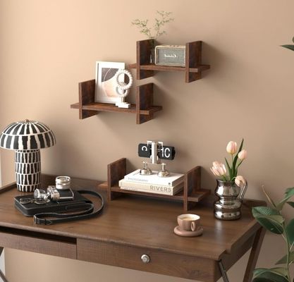 202408 세트 3 개의 목재 부동 선반 벽에 장착 된 선반으로 공간을 효율적으로 활용하십시오.