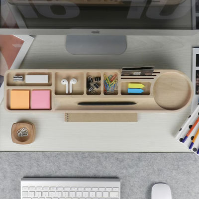 오피스 데스크 조직기 펜스 케이스 및 사용자 정의 로고 나무 캐디 전화 스탠드