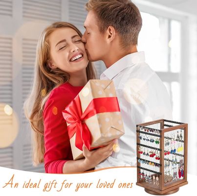 120 쌍 귀걸이 회전 카루셀 내구성 금속과 나무 귀걸이 나무 조직기