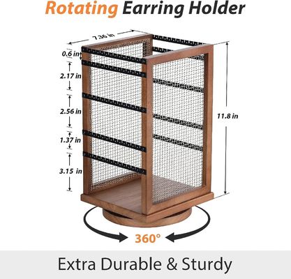 120 쌍 귀걸이 회전 카루셀 내구성 금속과 나무 귀걸이 나무 조직기