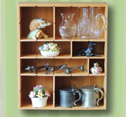 그림자 상자와 조절 가능한 떠있는 선반이있는 부엌 필수 대나무 나무 향신료 선반