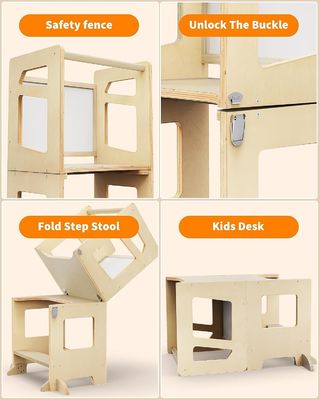 목재 3 높이를 조절 할 수 있는 유아용 주방 의자 도움말 안전 레일 유니섹스