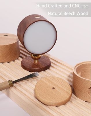 벽 램프 LED 360 회전 둔화 재충전 할 수 있는 무선 배터리 가동 된 목재 스콘스