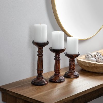 가정 장식 결혼식 파티를 위한 손으로 만든 목재 촛불 서드 세트