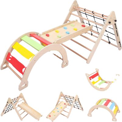 어린이 유아 실내 체육관 놀이 나무 등반 장난감 삼각형 접기 등반 슬라이딩