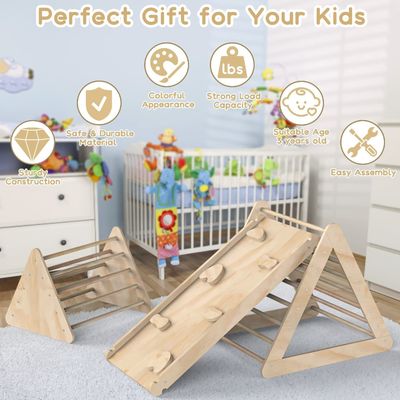 유니섹스 나무 등반 삼각형 사다리 램프와 유색 마무리 어린이를위한