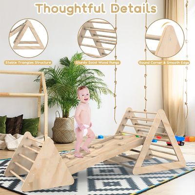 유니섹스 나무 등반 삼각형 사다리 램프와 유색 마무리 어린이를위한