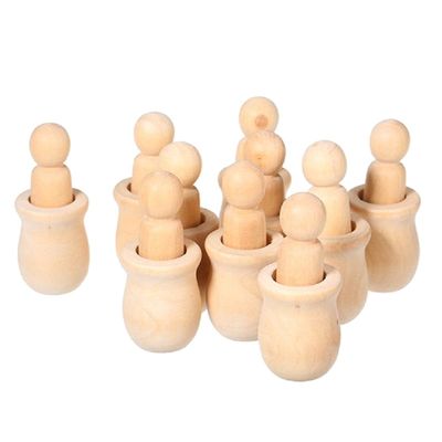무화면 목재 페그 인형 가족 DIY 장난감 공예품 및 조각품 사용자 정의 크기가 허용됩니다