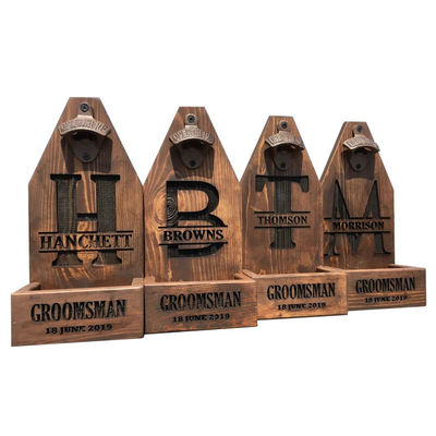 맞춤형 맞춤형 나무 벽 설치 맥주 병 열기 결혼 신랑 선물