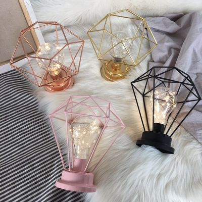 무료 샘플 요금 사용자 지정 로고 금속 유선 LED 등불 유리 튜브와 LED 전구와 테이블 램프