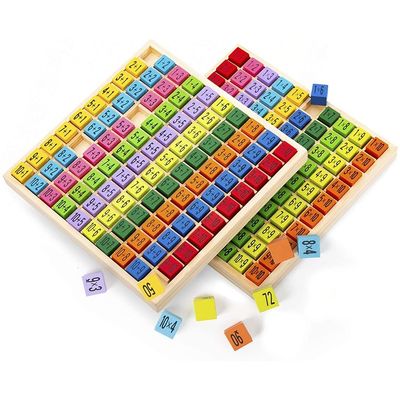 목재 곱셈 수학 테이블 보드 게임 7.5x7.5x0.8 인치 크기 및 화면 인쇄