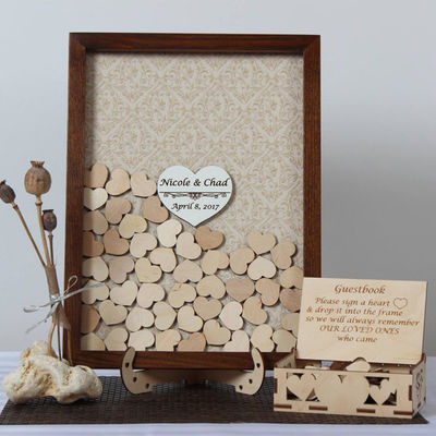 맞춤형 화려한 나무 프레임 사랑을위한 대안 게스트 북 로그인 박스 장식
