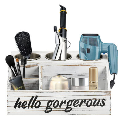 시골 디자인 스타일 벽 마운트 헤어 스타일링 관리 도구 조직자 개인화 된 로고