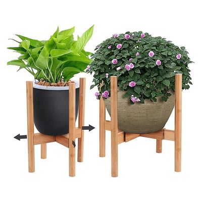 조정 가능한 너비 8-12" 중세 현대 Bambu Plant Stand for Indoor Outdoors