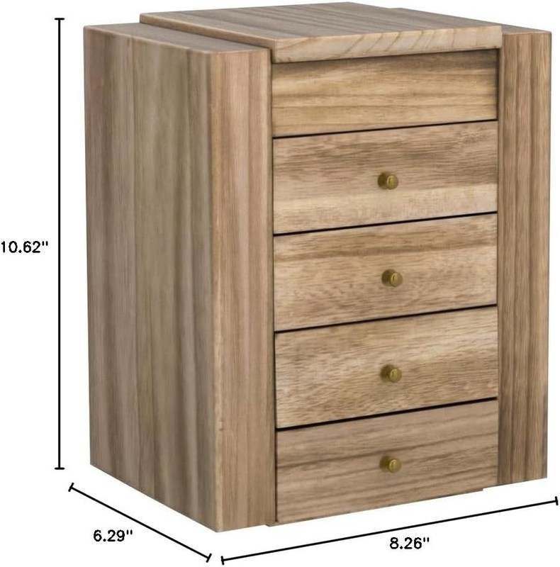 환경 5 층 4 드로거 대형 목재 조직 상자 거울과 함께 목재 보석 상자