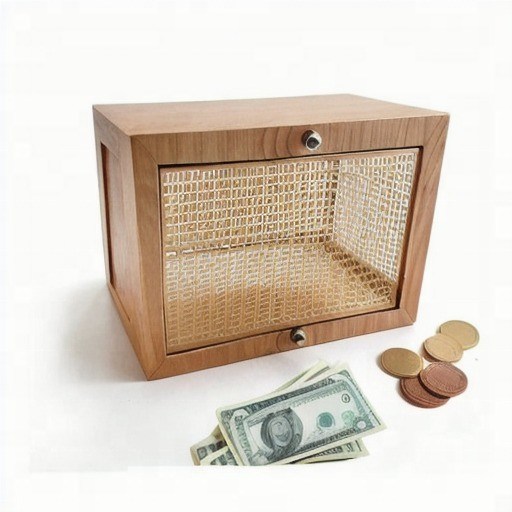 상자 와 함께 만든 목조 돼지 뱅크 - 돈 절약 목표 를 달성 할 수 있는 재미있고 실용적인 방법