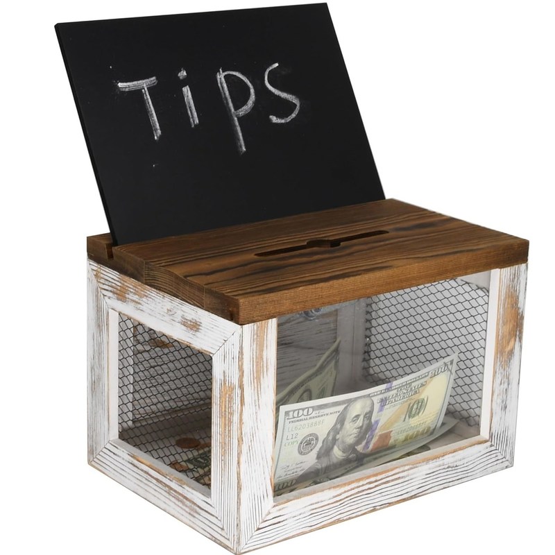 와이어 그리드 디자인 아크릴 패널 소나무 나무 투표 표 기부 수집 상자 식탁용품