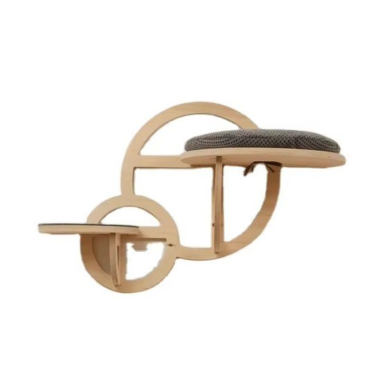 현대 고양이 가구 계단 및 실크 스크린 인쇄로 된 목재 고양이 등반 벽