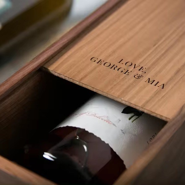 실크 스크린 인쇄 소나무 와인 샴페인 상자 약혼 및 결혼식 35x11x11cm