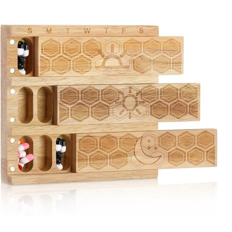 컴팩트 나무 주간 약제 조직기 기기 매일 분배기 약제 분류기 약제 용기