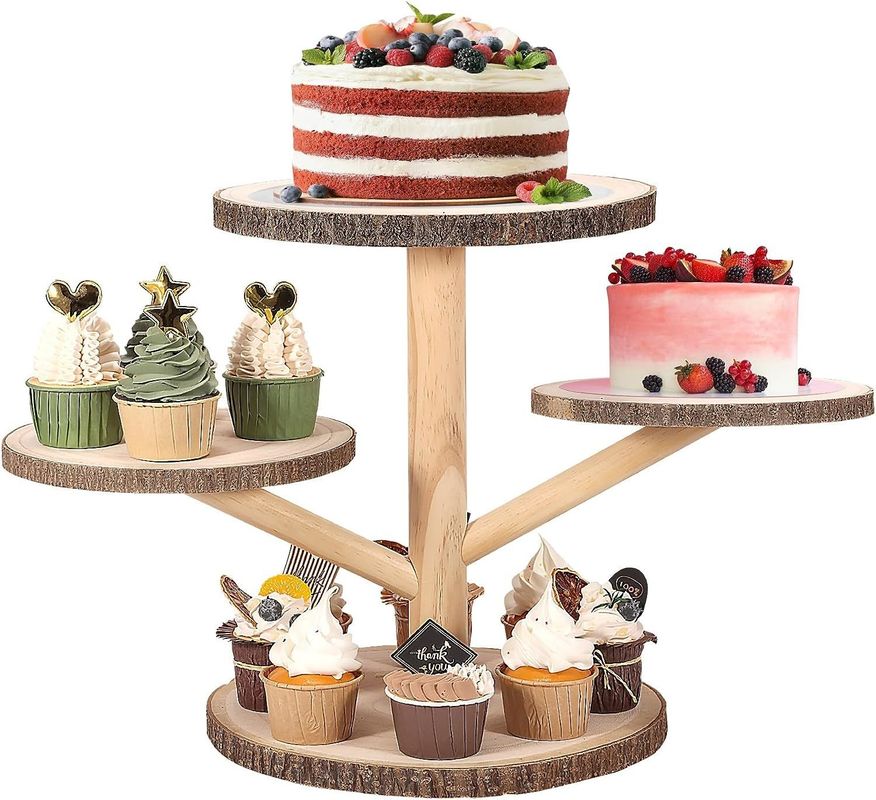 맞춤형 디자인 4 층 Bambu Cupcake Party Stand 과일을 위한 스냅스 서비스 트레이