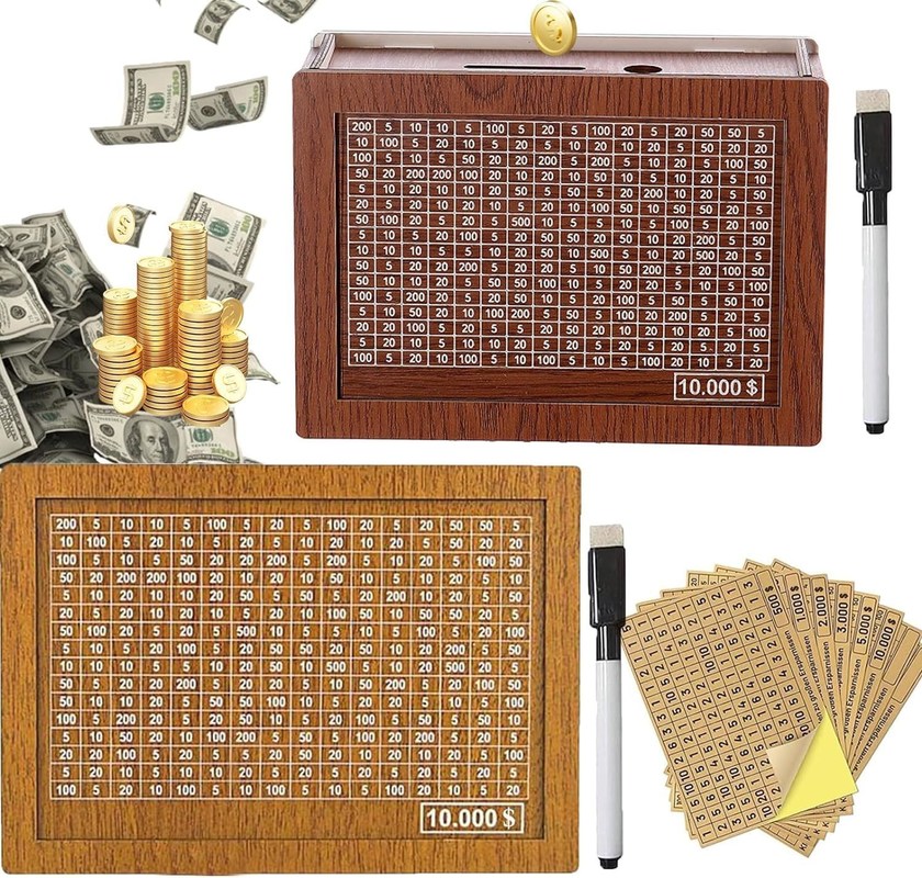 환경 현금 저축 상자 TIMBER 금전 목표 및 숫자를 가진 나무 현금 저축