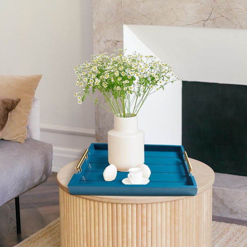 주사용 목조 서비스 트레이 일반 색상 또는 맞춤형 큰 오스만 트레이 4 코스터