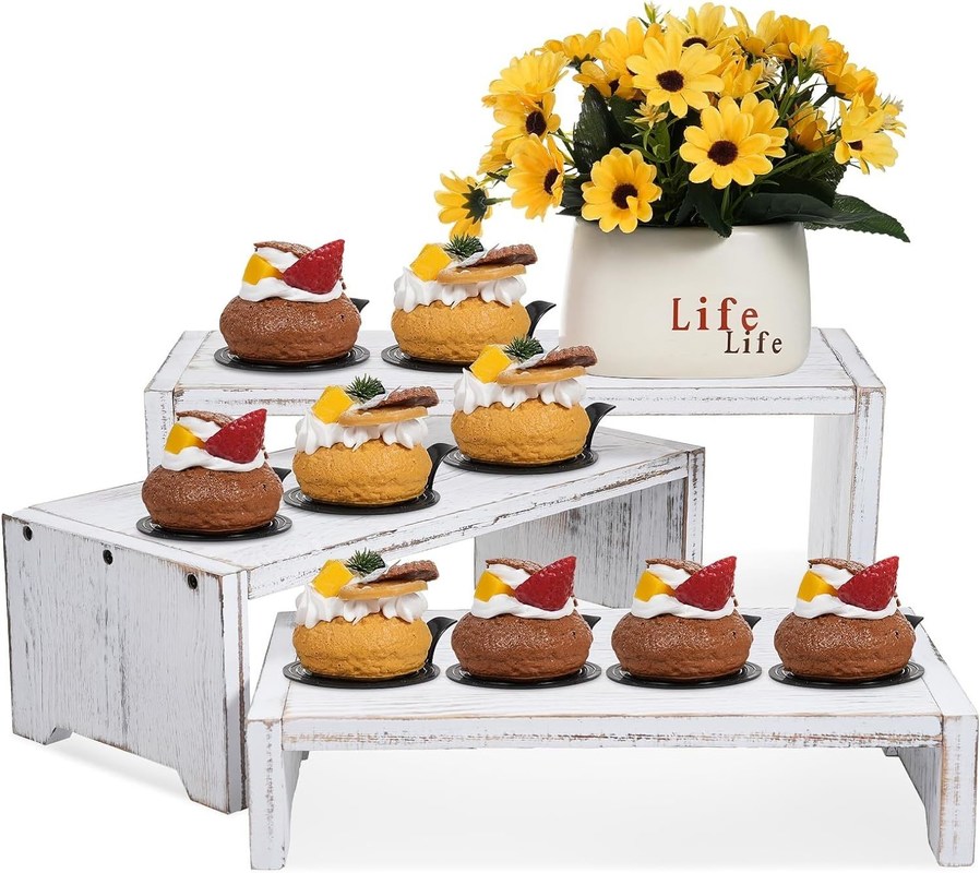 가정 장식 및 선물 기능적인 디자인 3층 목재 청동 컵 케이크 디저트 디스플레이 라이저