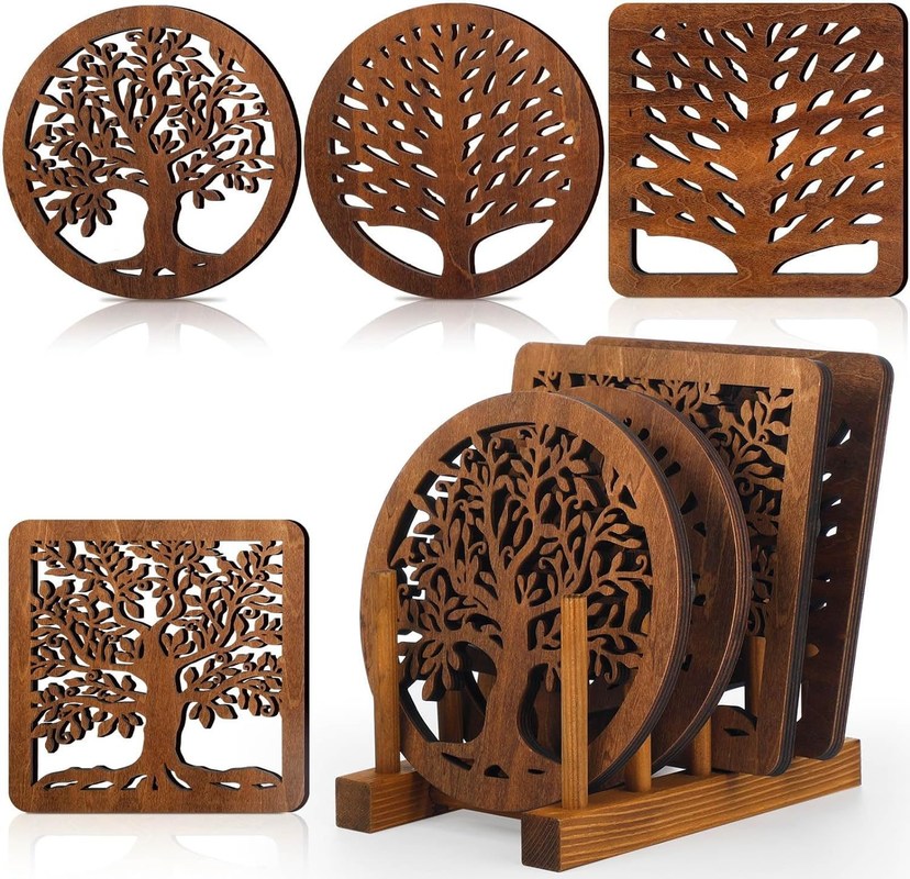 정사각형 원형 나무 트리베트 홀더 고급 디자인 스타일 목재 열 저항 패드