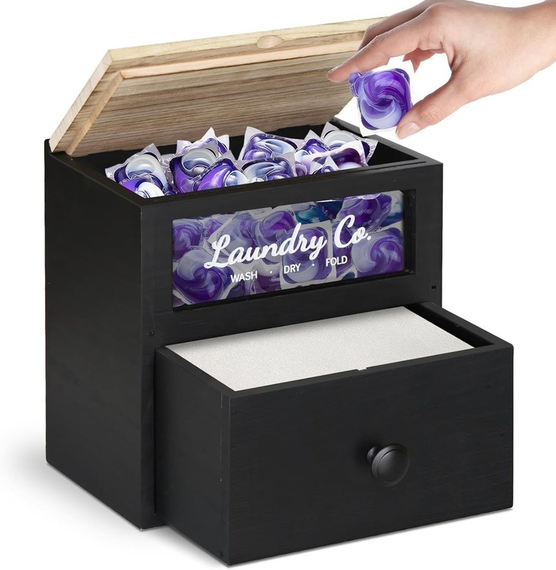 MDF 목재 맞춤형 단단한 목재 건조기 잎 홀더 세탁 팟 컨테이너 저장 상자