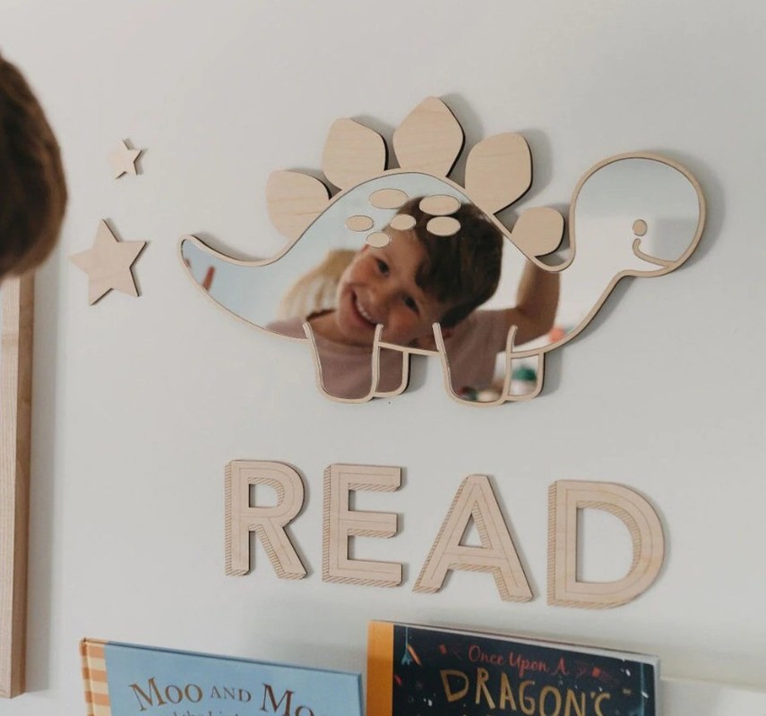 사용자 정의 로고 나무 공룡 모양 프레임 거울