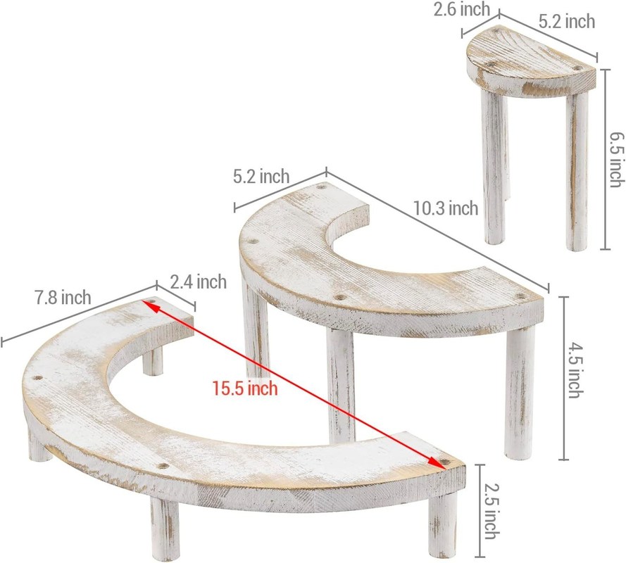반구 컵케이크 스탠드 및 디스플레이 라이저를위한 3 조각의 엠브로즈 된 나무 백화